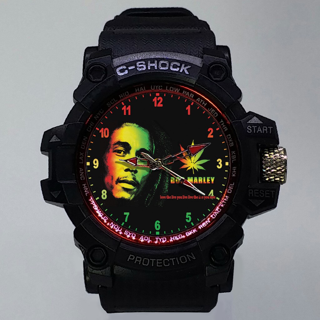 (ISTIMEWA BOSSQUE) JAM TANGAN BOB MARLEY LIST MERAH - EXCLUSIVE 3