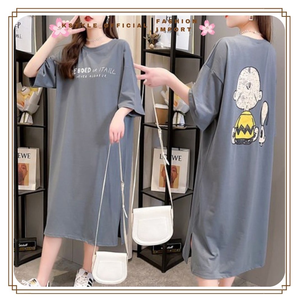 KSTYLE // Dress Korea Oversize Snoopy Baby Abu Midi Premium Dress Kpop Style