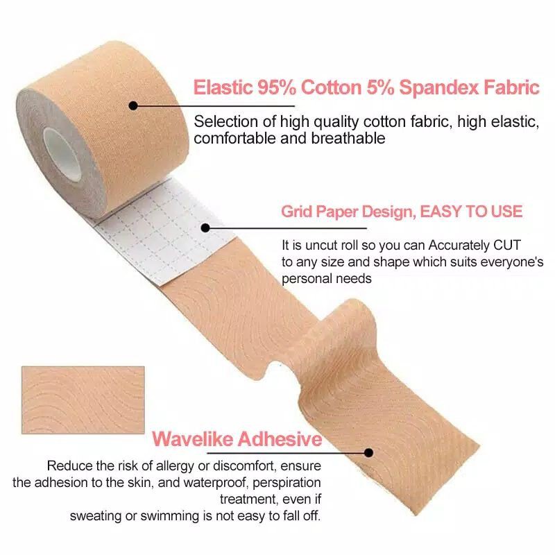 Bra Tape / Bralogy / Boob Tape / Body Tape Strap Nipple Cover Push Up 5 cm x 5 m Dalika