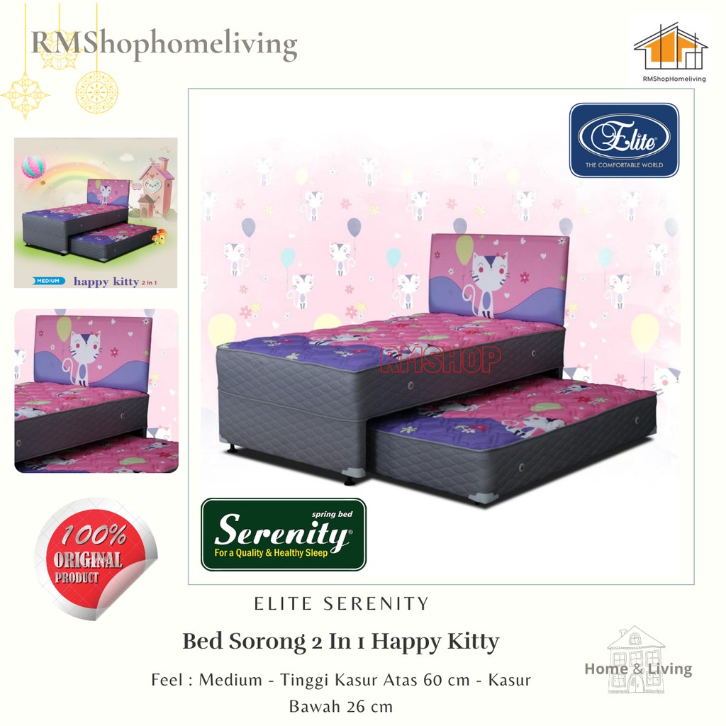 Kasur 2 In 1 Elite Serenity Happy Kitty / Bed Sorong / Multi Bed