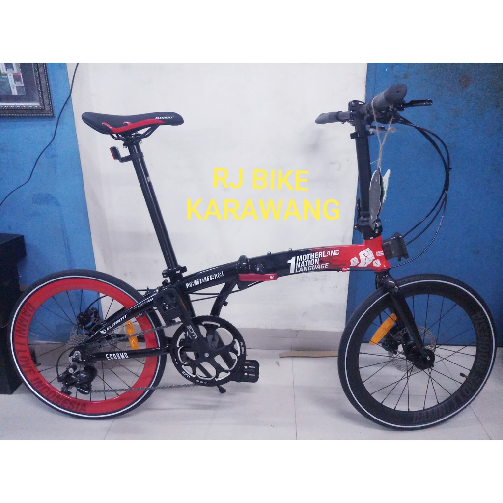 Folding Bike 20 Element Ecosmo 10 speed Damn in Sumpah Pemuda