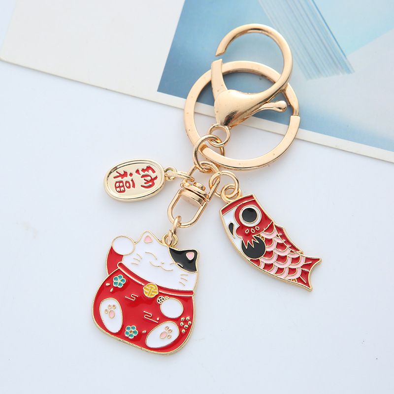 ACC Market88 Gantungan Kunci Lucky Cat / Gantungan Tas Gantungan  Airpods Keychain Maneki Neko With Fish Koi