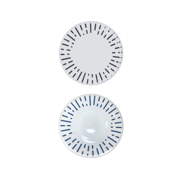 Piring Makan Keramik Model Klasik 21cm - MINISO Stripe Series Ceramic Plate