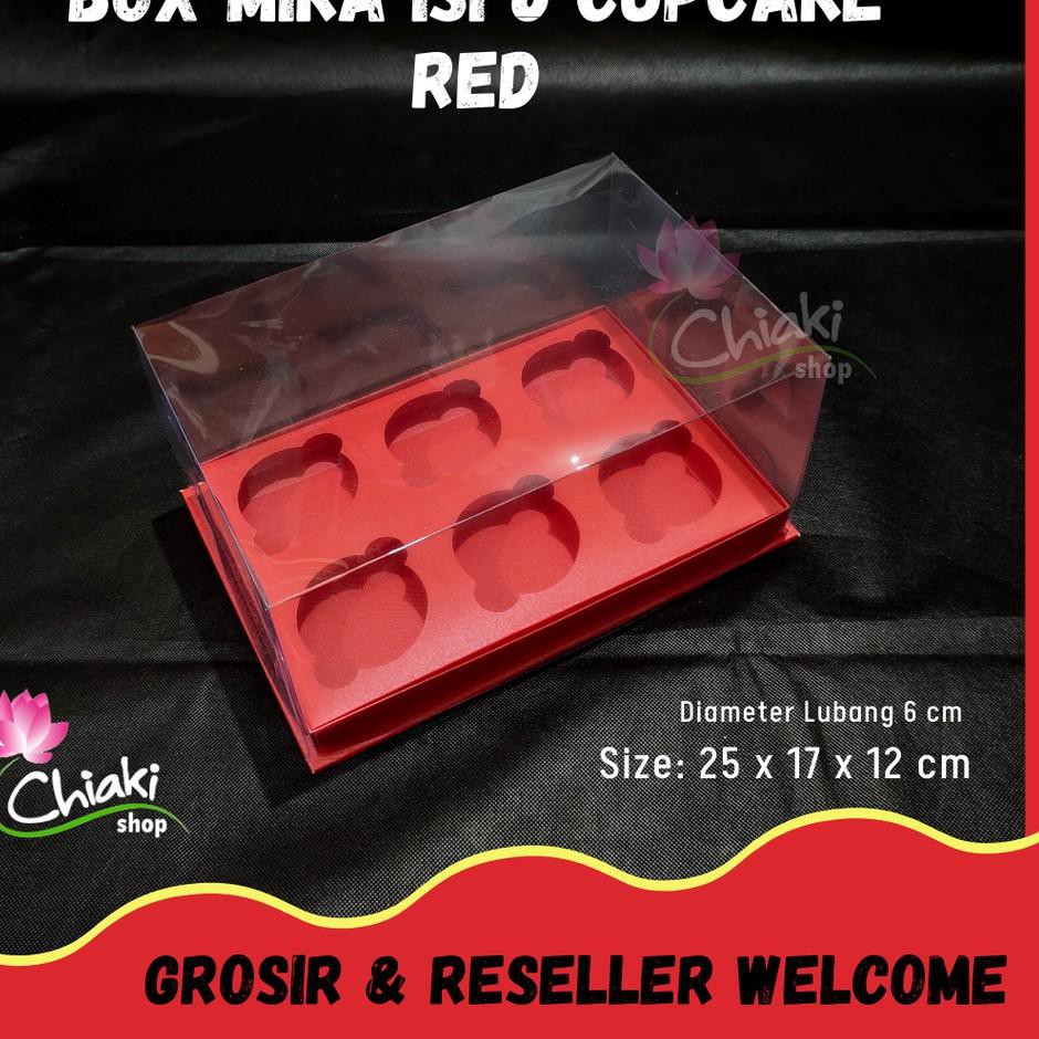 

[12.12] Box Cupcake isi 6 MERAH 25 x 17 x 12 Kotak Mika Donat Dus Kue Kardus Doos Muffin Cake Puddin