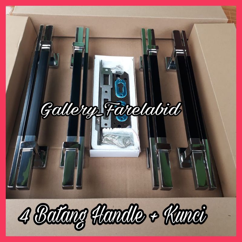 Handle Pintu Rumah Stainless Steel Grafir 60 Cm Set Kunci Gagang Pintu Rumah Modern 45 Cm Set Body Kunci Pegangan Pintu Kupu Tarung Set Tarikan Pintu Rumah Minimalis 33 Cm
