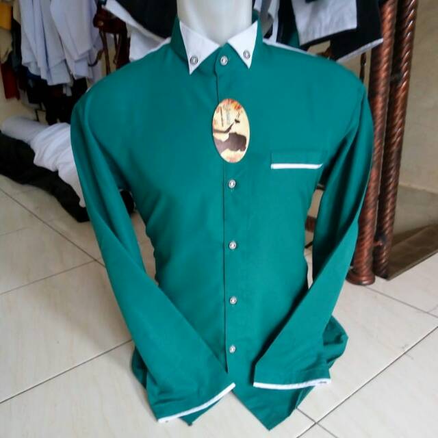 #KEMKO PRIA# KEMKO COWO# KEMEJA KOKO biru v putih