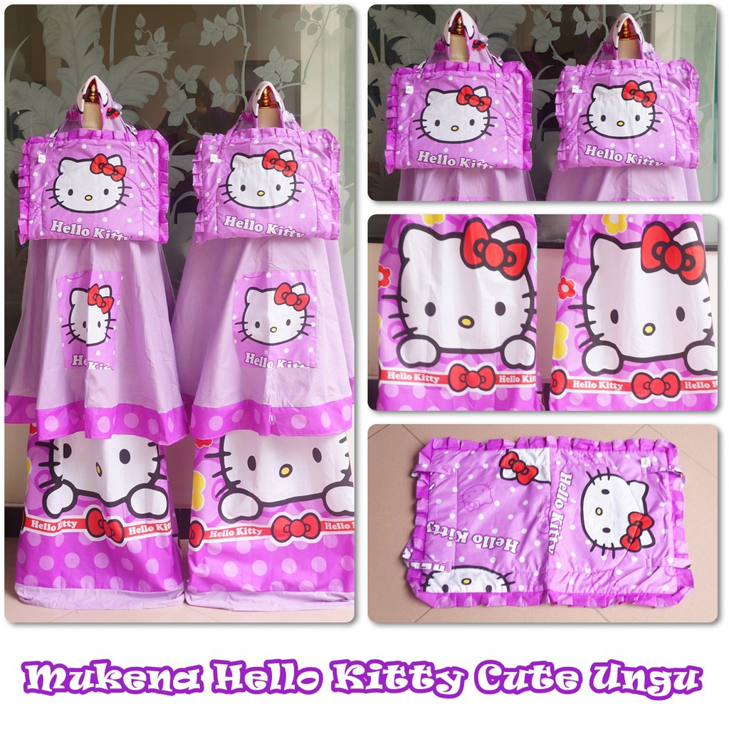 Mukena Anak  Katun Hello  Kitty  Cute Ungu Shopee Indonesia