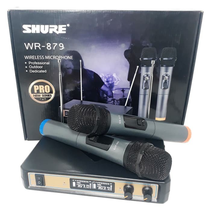 Mic wireless Mik wireless Microphone wireless karaoke Shure WR 879 uhf garansi 2 tahun