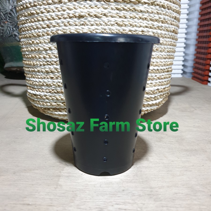 Pot Bunga NKT Tower 21 Hitam BERLUBANG
