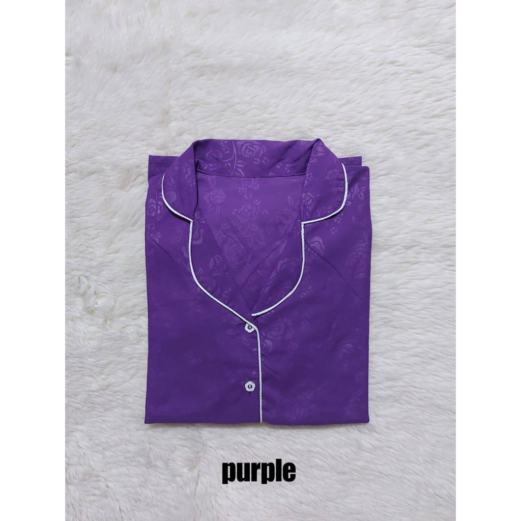 PEPOY SHOP Setelan Piyama Baju Tidur CP Celana Panjang Embos LD 104 Cm All Size-UNGU/PURPLE