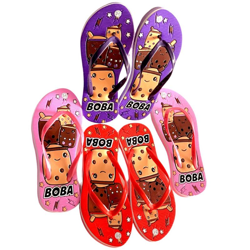 [Size 26-35] SANDAL BOBA SANDAL JEPIT ANAK PEREMPUAN 1-8 TAHUN MOTIF BOBA VIRAL / SANCU SANDAL LUCU ANAK CEWEK