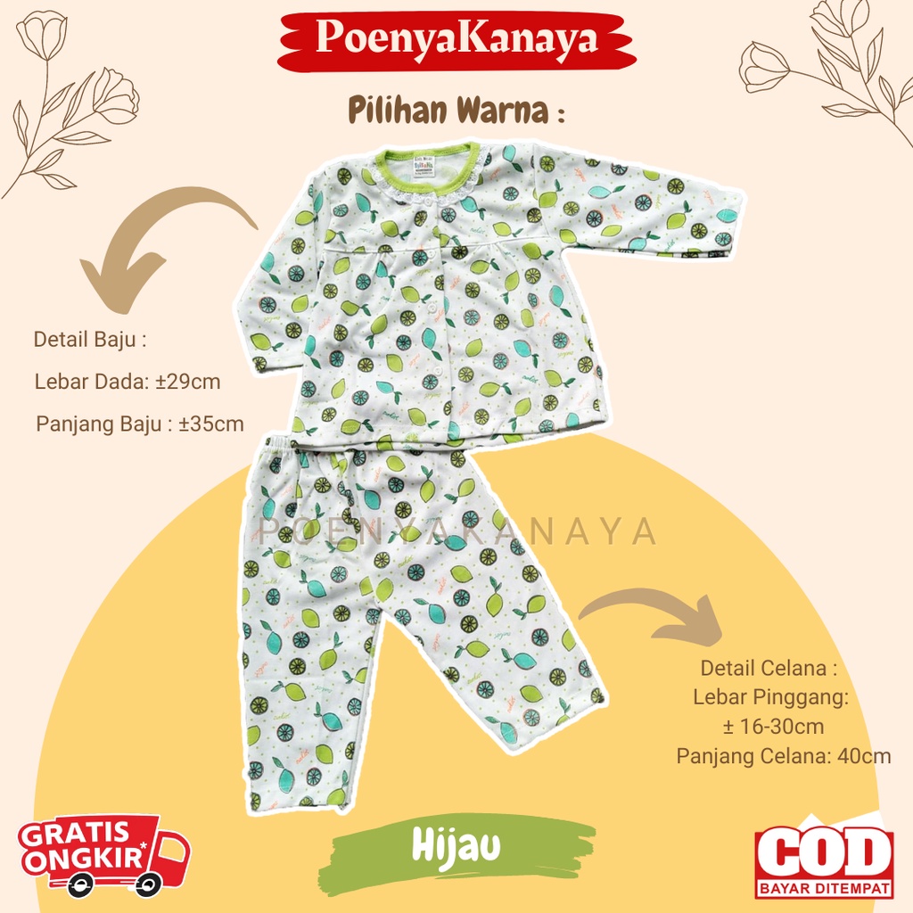 Setelan Baju Bayi Piyama Bayi Panjang Perempuan LEMON Syifana Size 6-18 Bln SPY105