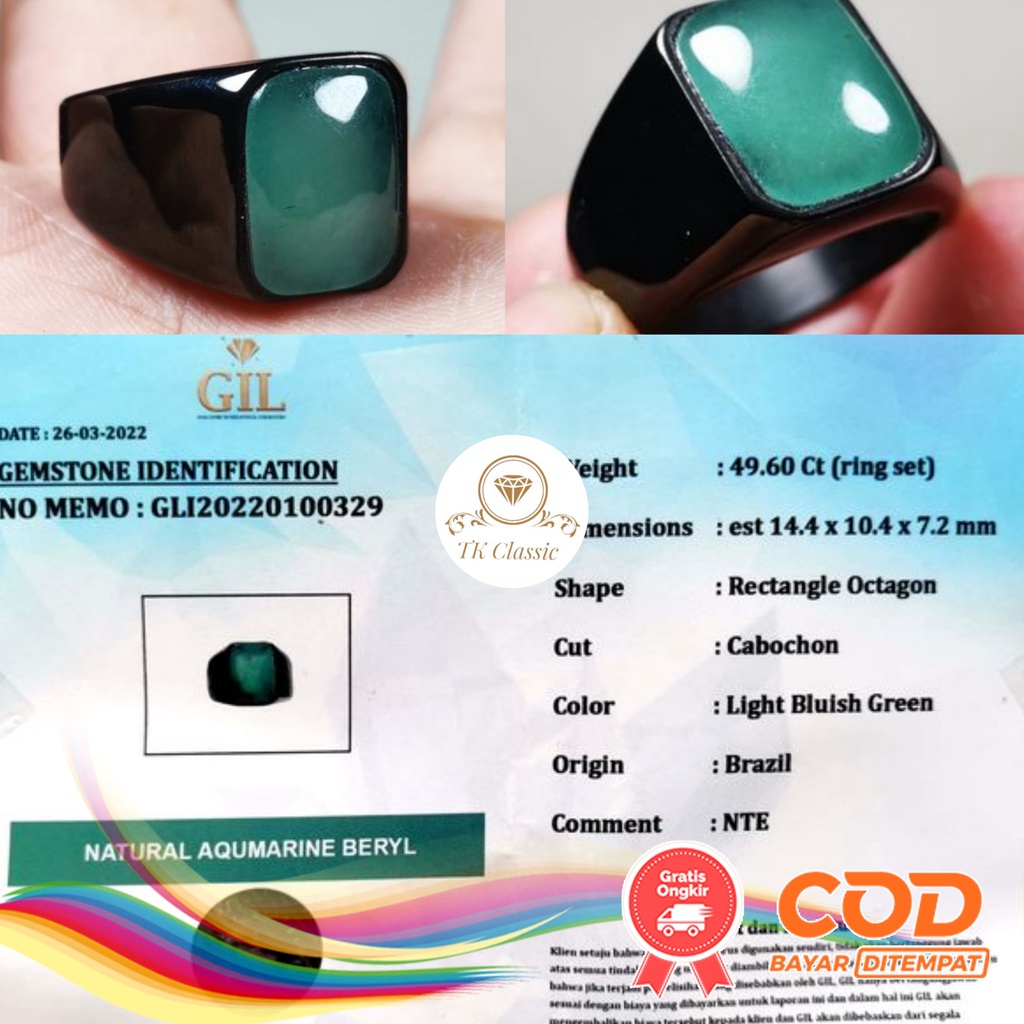 NATURAL BATU PERMATA BLUE AQUAMARINE NTD INCLUDE MEMO GIL GEMS LAB