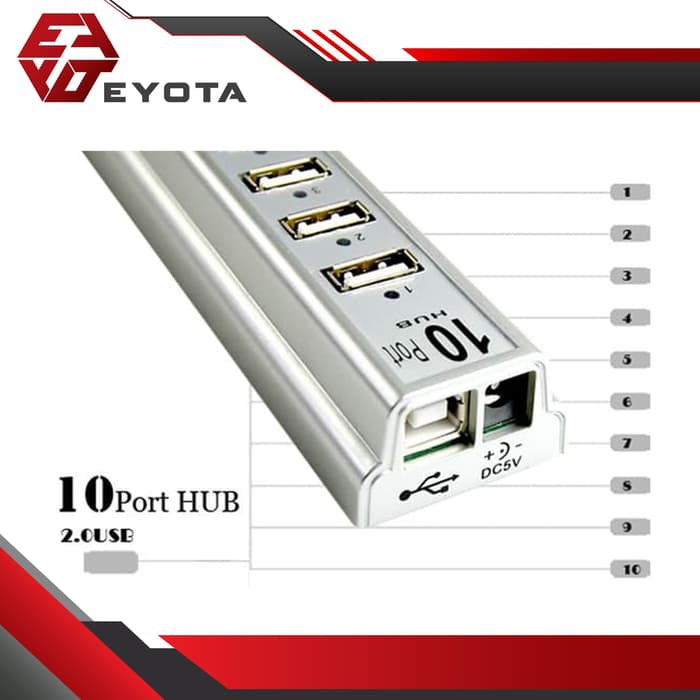 Usb Hub 2.0 10port EYOTA with Adaptor