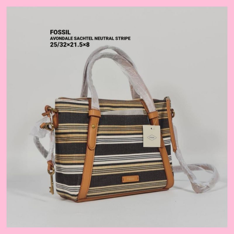 Jual Tas Wanita FOSSIL AVONDALE SACHTEL BAG Color New NEUTRAL STRIPE. Branded Original