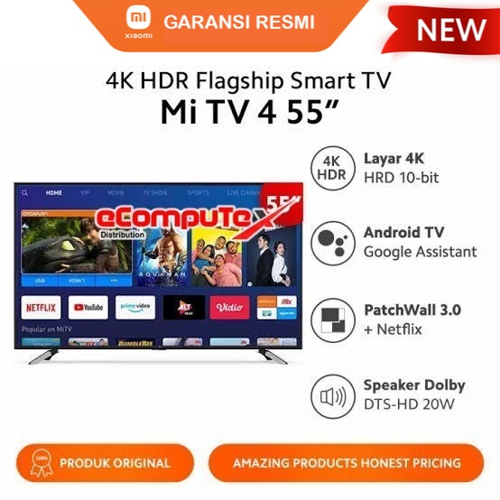 XIAOMI Mi TV 4 55&quot; / 55 INCH LED ANDROID TV SMART TV - GARANSI RESMI