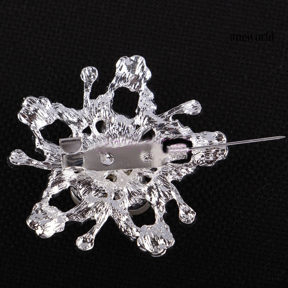 OW@ Rhinestone Faux Pearl Flower Broach Brooch Pin Bouquet Wedding Bridal Jewelry