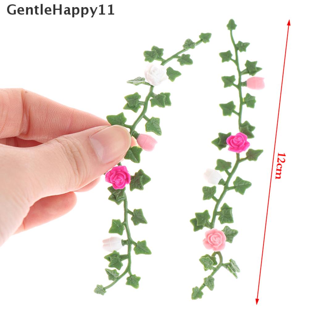 Gentlehappy 2Pcs 1: 12rumah Boneka Miniatur Bunga Mawar Vine Climbing Rose Wattle Dekorasi Rumah