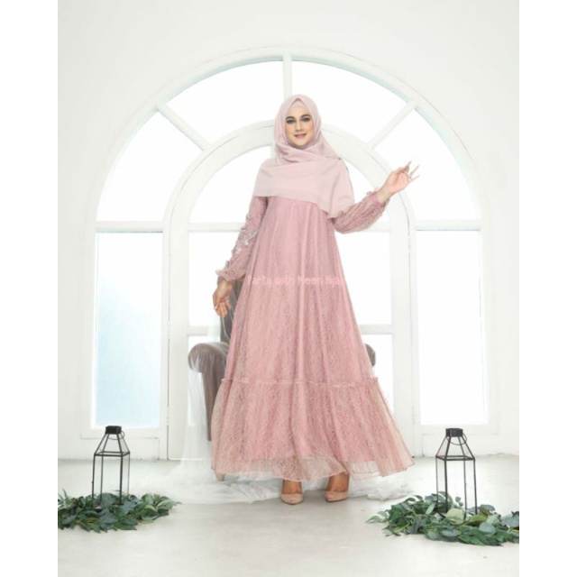 PARTY DRESS BY NOON HIJAB/ GAMIS BROKAT TILE/GAMIS PESTA/GAMIS LAMARAN/DRESS PREWEDDING