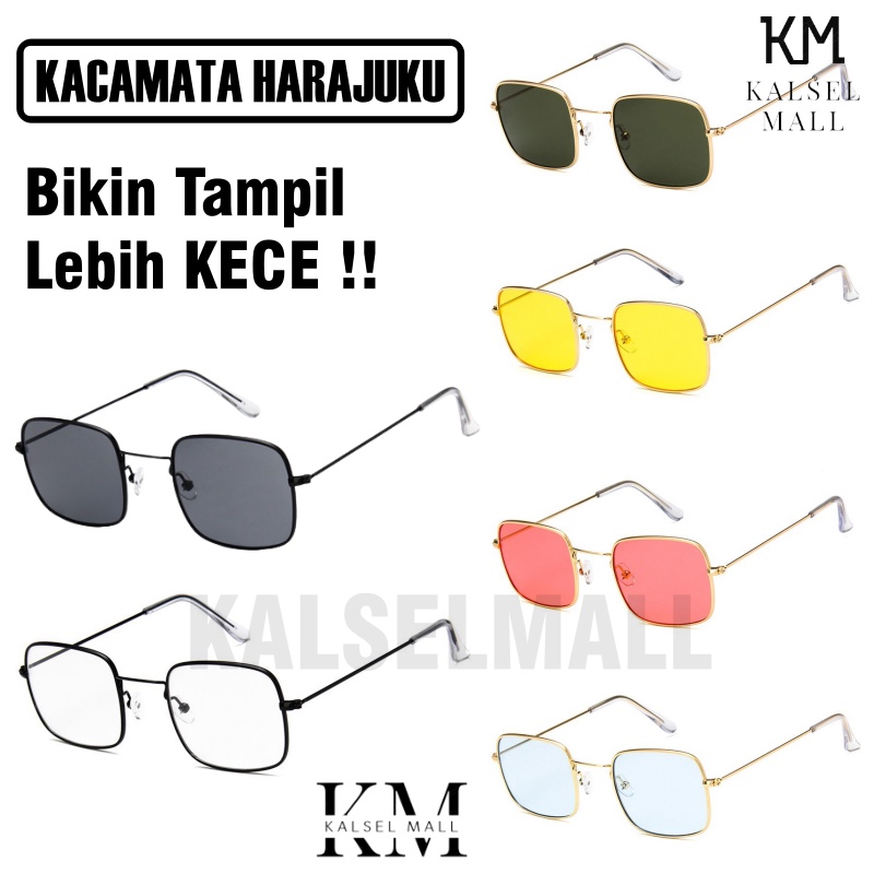 Kacamata Frame Kotak Square Persegi Hitam Pria Wanita Oval Harajuku Fashion Show Citayem Lensa Retro Vintage Klasik Kaca Mata Sunglasses Style Korea Fashion Cowok Cewek Model Anti Radiasi KCH15