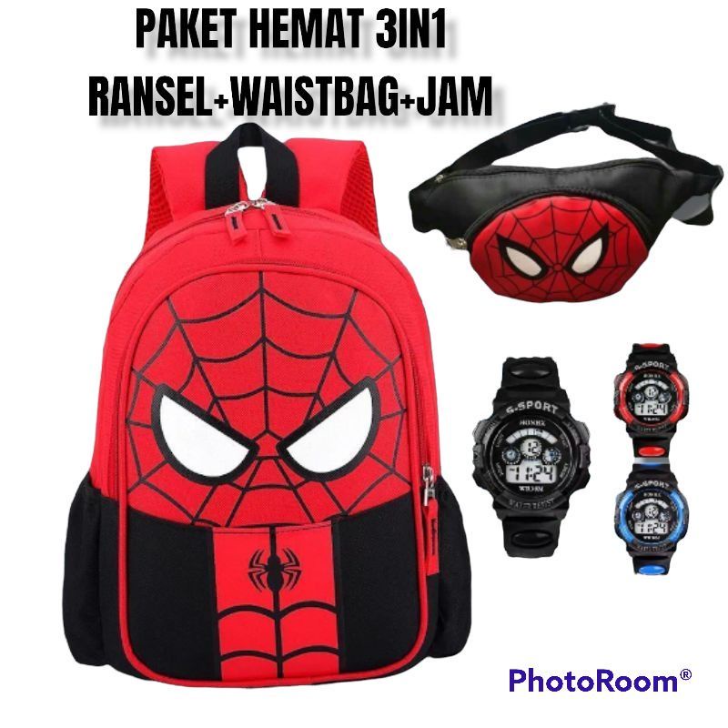 PDF Paket Hemat 3in1 Tas Ransel Anak Tas Slempang Anak Jam Sport COD Tas Sekolah Anak Laki Laki