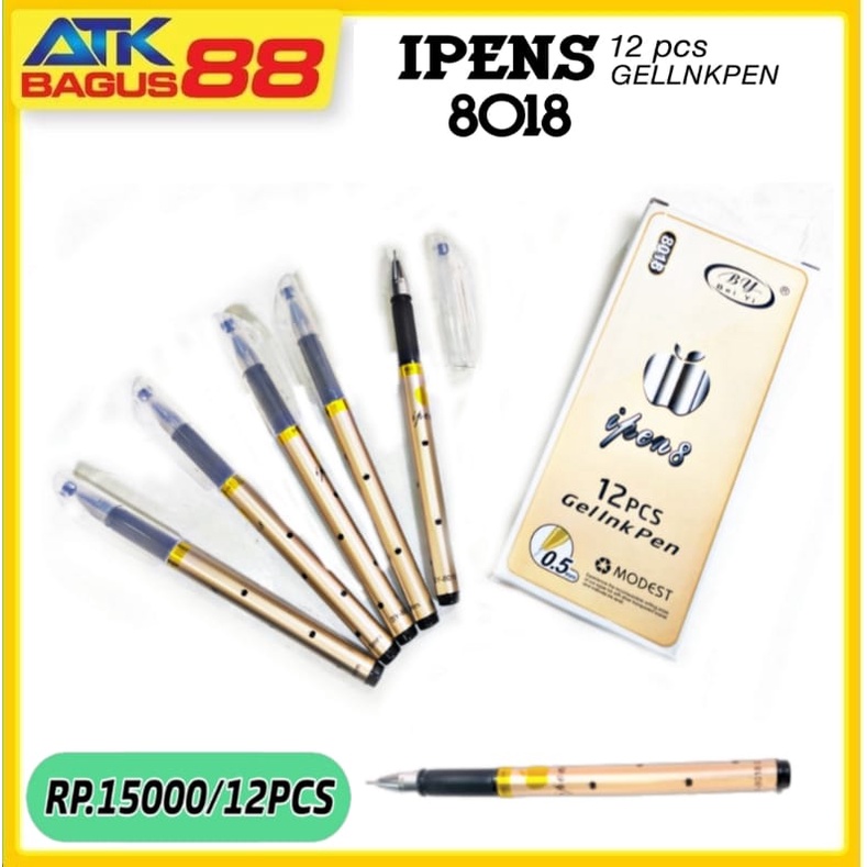 12pcs ballpoint ipens 8018/pulpen gell/pulpen gell hitam