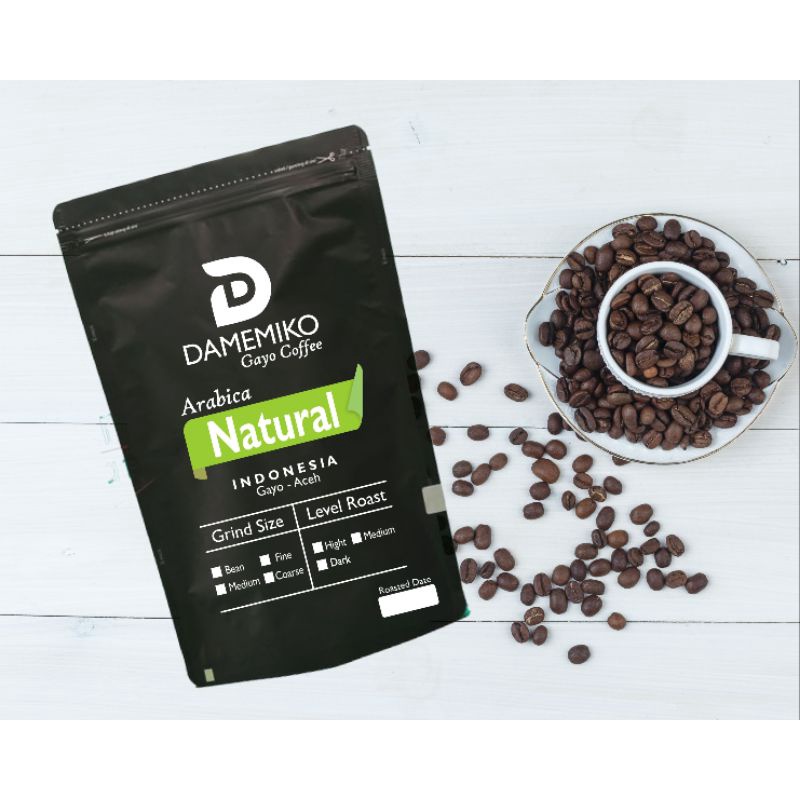 

Kopi Arabika Gayo Aceh Natural 100g - Biji/Bubuk - DAMEMIKO Coffee