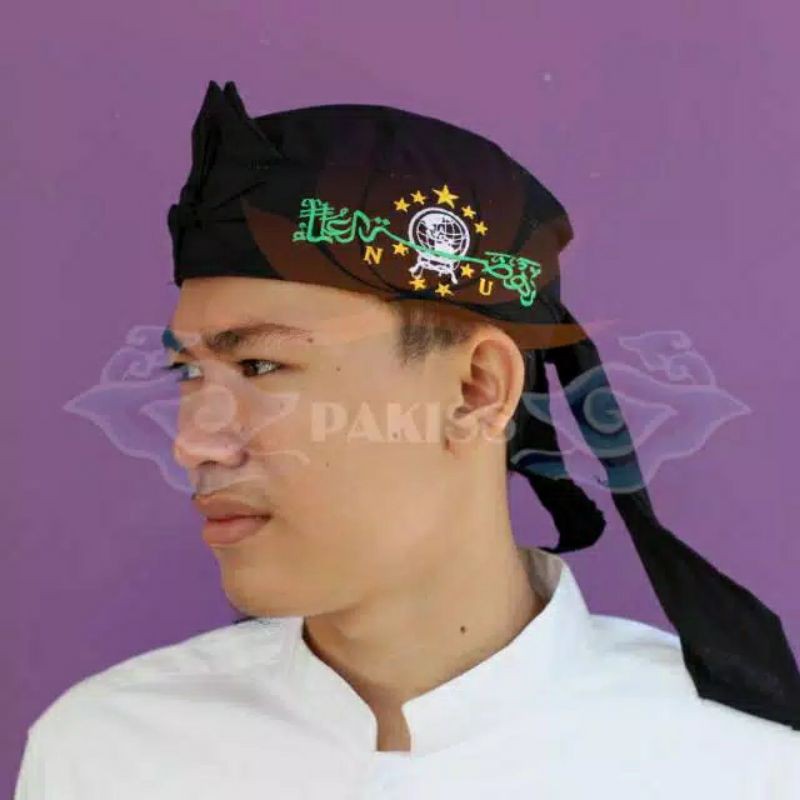 Blangkon NU Iket Sunda Bordir Nahdlatul Ulama Putih & Hitam- Blangkon Iket Sunda Bordir Nu