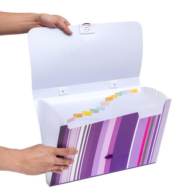 

✨ BISA BAYAR DITEMPAT✨ Bantex PP Fancy Stripes Expanding File 13 pocket Folio Lilac #3608 21