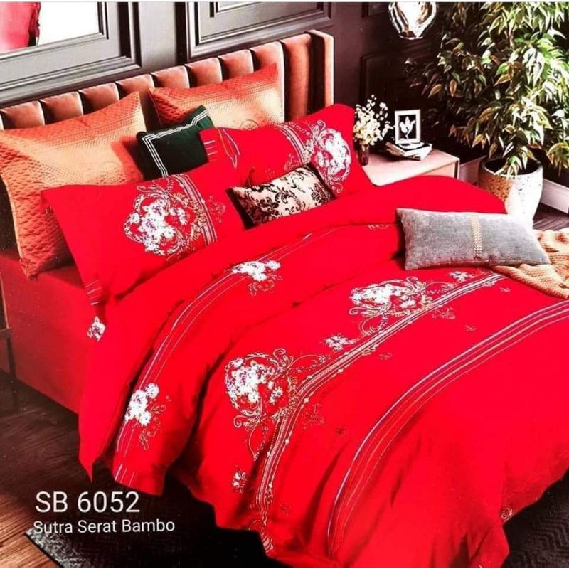 ✨RUMAH SPREI MEDAN✨ ✔NEW‼ SPREI WEDDING SUTRA SERAT BAMBU MERAH