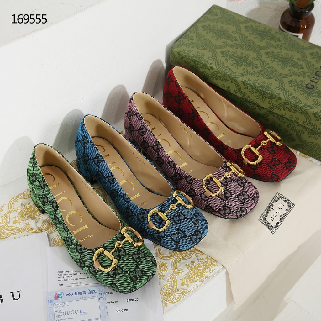 New Arrivall ! New Item ! Sepatu Wanita Canvas Horsebit Block Heel Pumps #169555