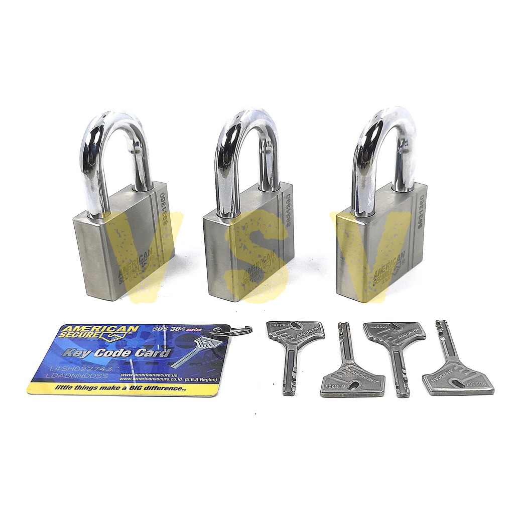 American Secure Gembok master key 60mm isi 3 / gembok rumah / gembok gudang