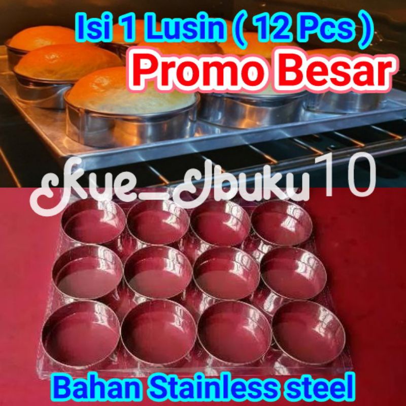 Cetakan Cromboloni Roti Burger 1 Lusin Bulat Ring Cutter Stainles Ukuran 5 6 7 8 9 10 11 12 Tinggi 3 cm Murah Promo