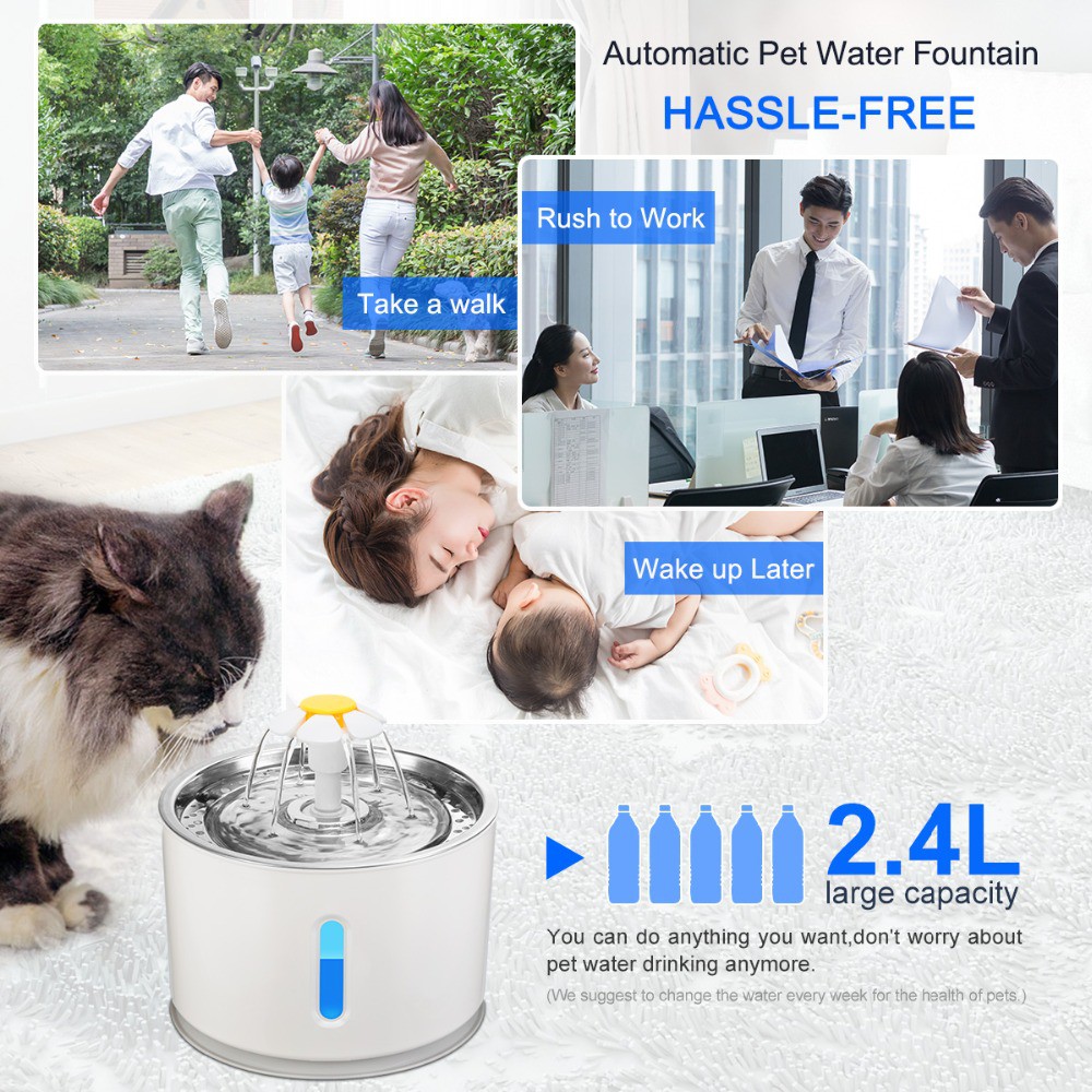 Tempat Minum Anjing Kucing Water Dispenser Fountain  2.4 Liter - ABEDOE AB001 - Blue