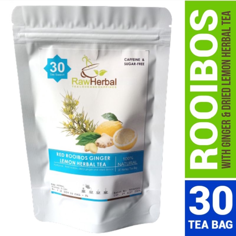 Red Rooibos Ginger Lemon Herbal Tea - 30 Tea Bag