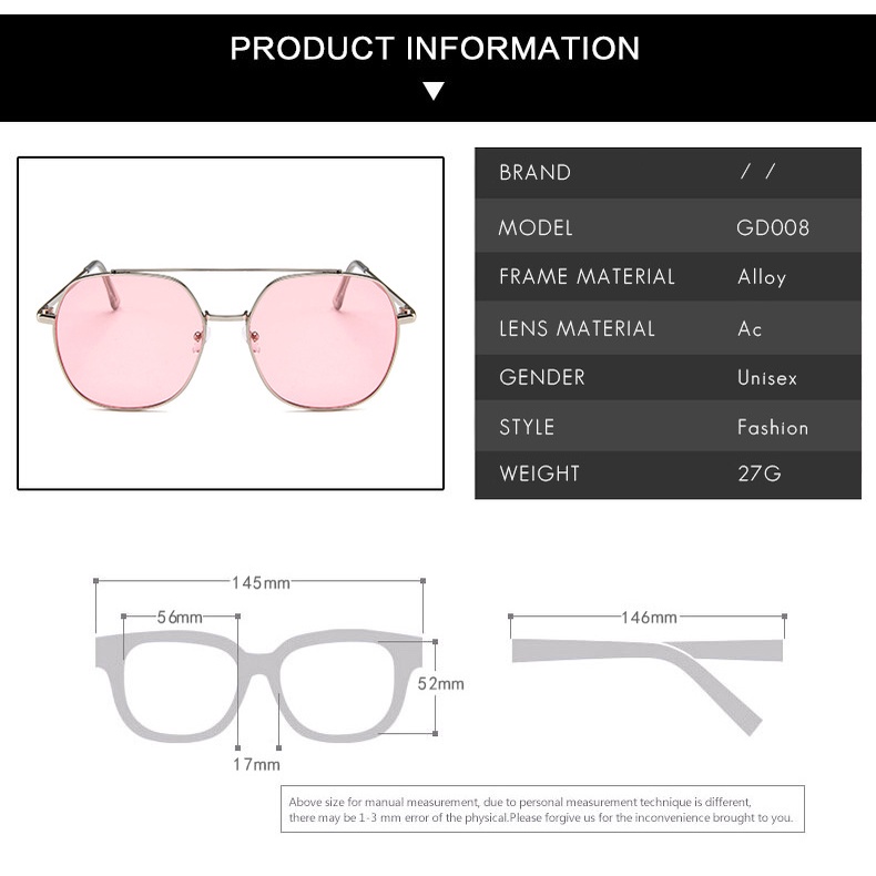 Kacamata Hitam Frame Metal Kotak Poligon Untuk Pria / Wanita