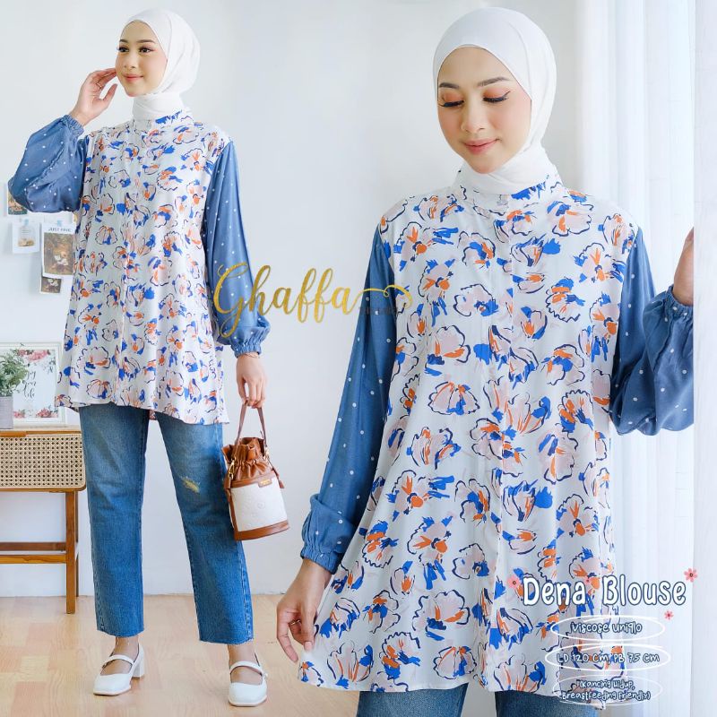 DENA BLOUSE BY GHAFFA THE LABEL / BLOUSE WANITA MUSLIMAH / Atasan motif bunga-bunga