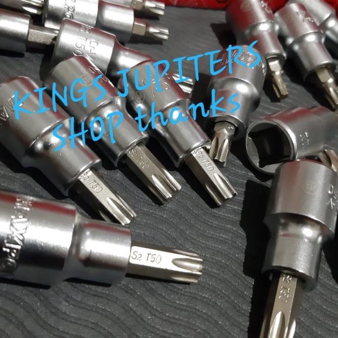 New - MATA SOK BINTANG T55 1/2 DR PENDEK atau PANJANG MAXPOWER KUNCI SOK BINTANG SATIN S2 BIT SOCKET