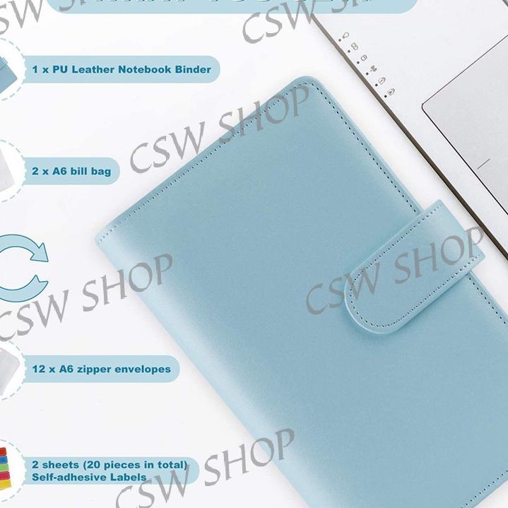 

Trend - Macaron Tone A6 Binder dengan Penutup Binder Kulit, 6 Cincin, 14 Tas Binder ✔