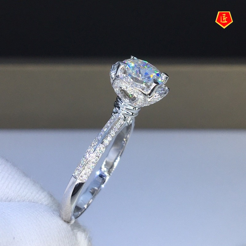 [Ready Stock]Elegant Pt950 Moissanite Ring Fashion Trendy