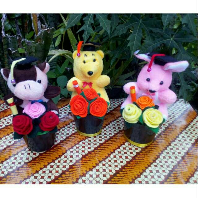 POT Boneka wisuda Hewan Bunga Flanel 3 tangkai Shopee POT Boneka wisuda Hewan Bunga Flanel 3 tangkai Shopee