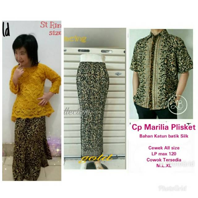 Couple Batik Marilika Rok Plisket Jumbo Dan Kemeja Serta Setelan Anak