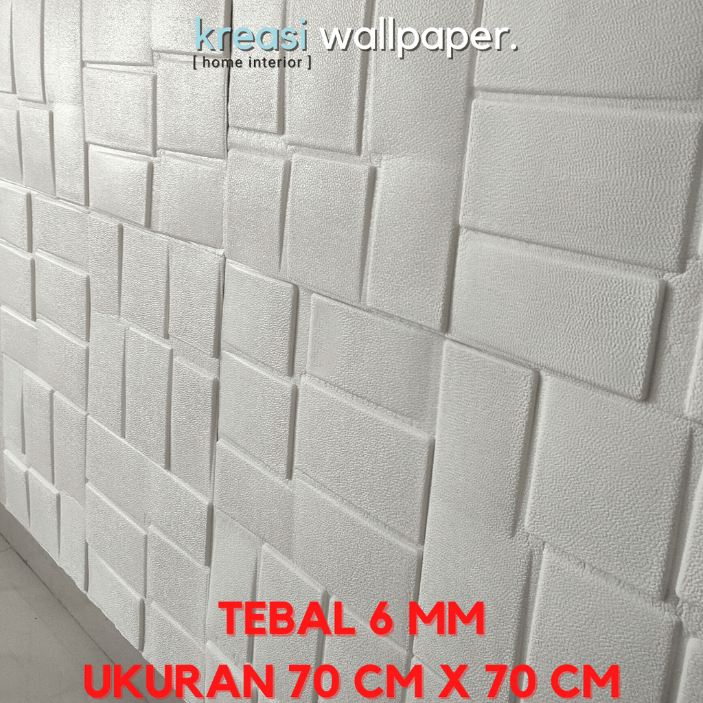 Wallpaper Dinding 3D Foam Sticker Panel Bunga Diamond Putih Minimalis Timbul | Wall Panel 3D-6