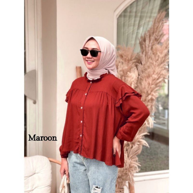 Biya Blouse RAYON Viscose PREMIUM (LD ±110cm) //JF4556-Maroon, BIYA BLOUSE