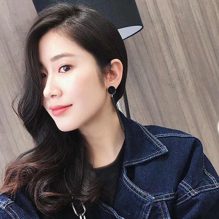 Rumbai panjang elegan anting-anting wanita Korea desain unik online influencer telinga perhiasan bar