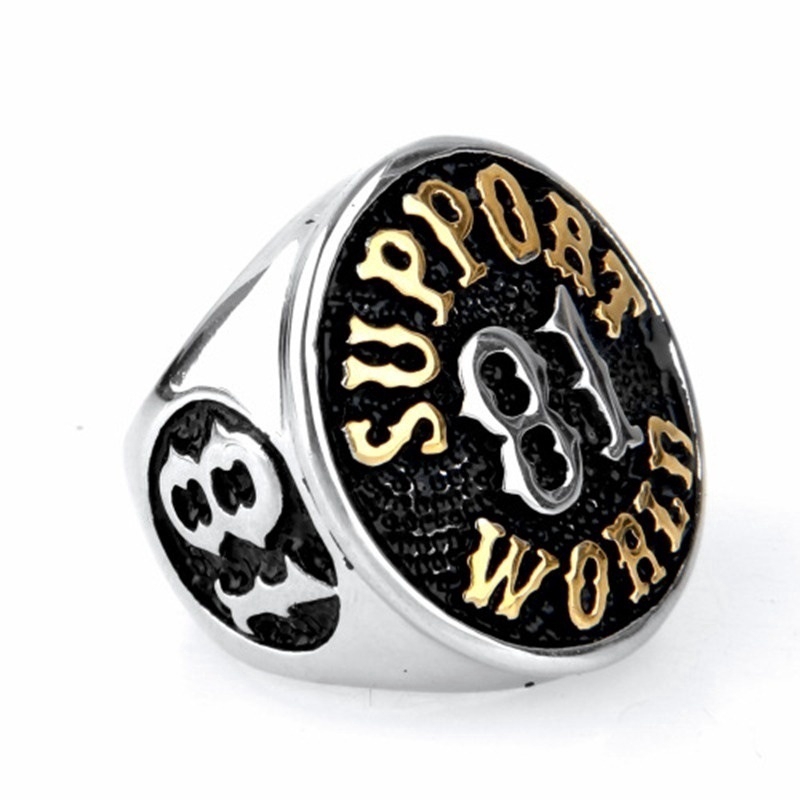 Cincin Stainless Steel 316L Gaya Gothic Hip Hop Punk Ukuran 7 ~ 14 untuk Pria