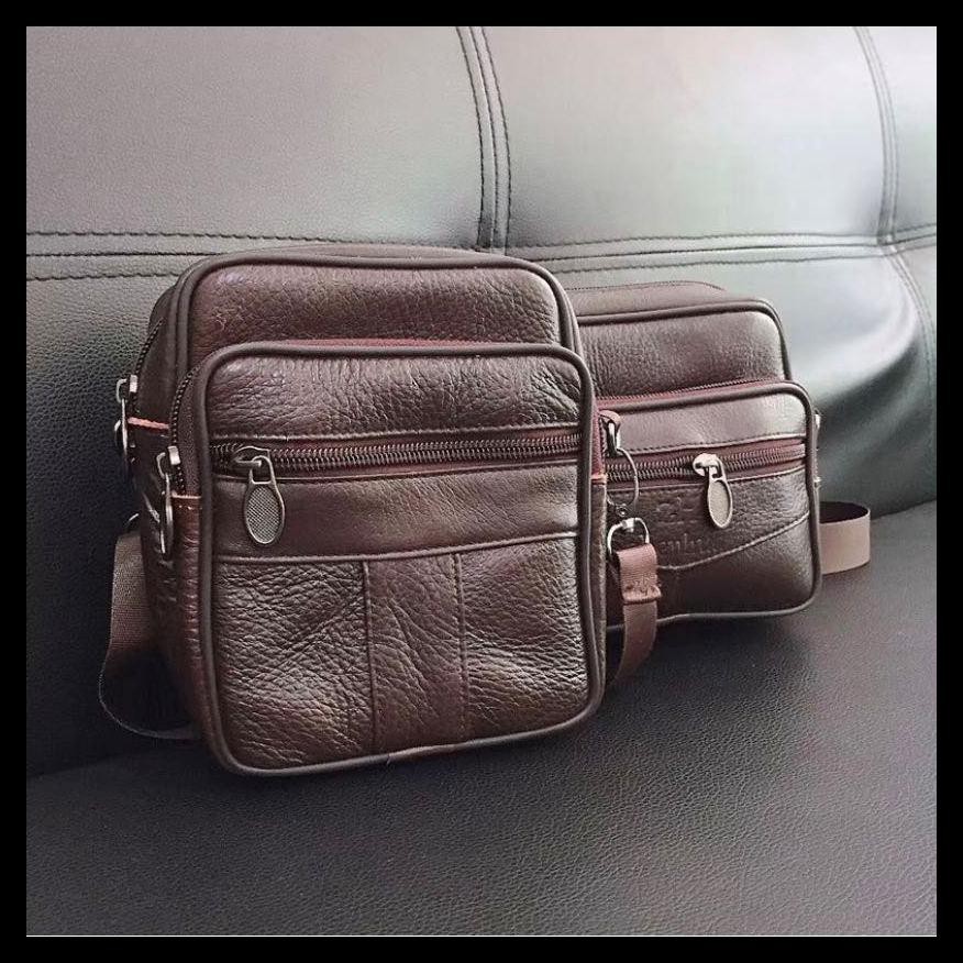 {BISA COD} tas selempang kecil pria kulit vertikal horizontal multifungsi sarung hp pinggang import