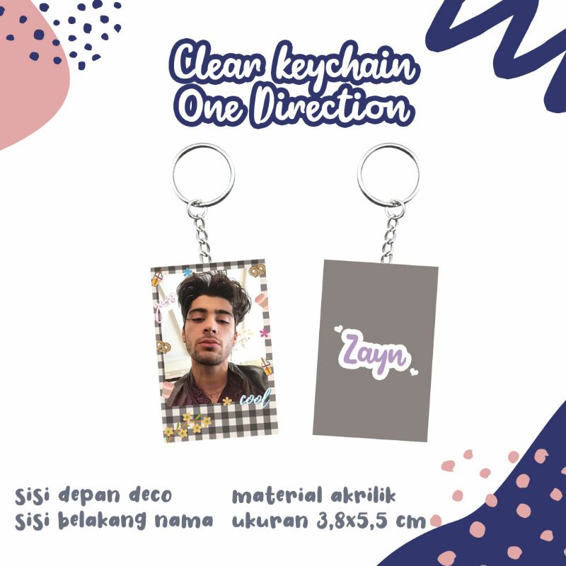 Clear keychain one direction gantungan kunci akrilik