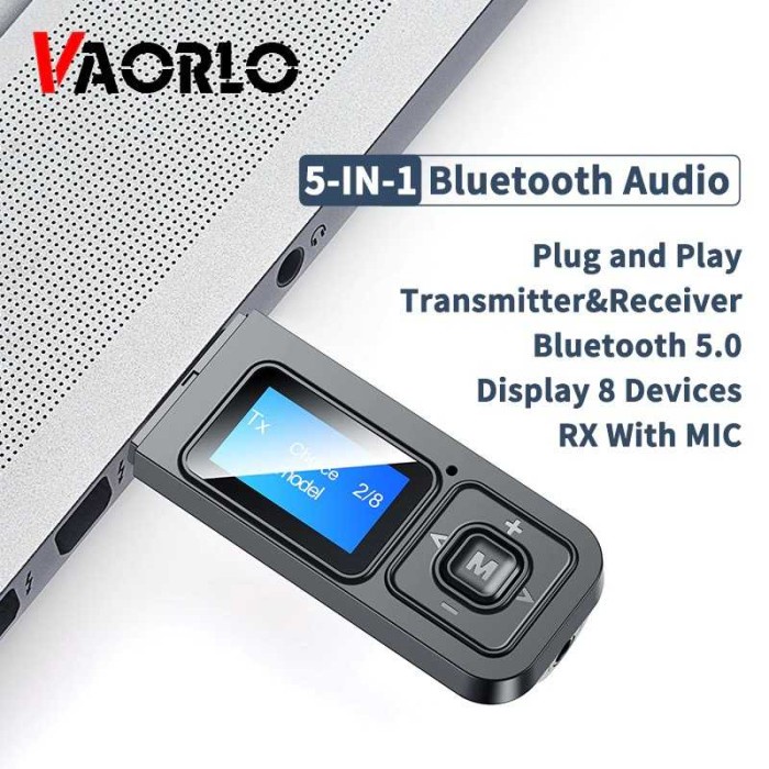 VAORLO USB Audio Bluetooth 5.0 Receiver Transmitter LCD - BT12