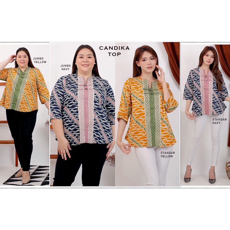 Evercloth Candika Blouse Wanita Atasan Wanita Blouse Batik Wanita Lengan Panjang Atasan Batik Wanita